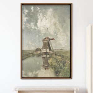 Framed Canvas Oil Painting Landscape Wall Art, Rustic Decor Framed Large Gallery Art, Vintage Art, Minimalist Art