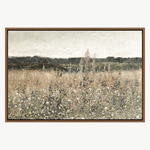 Landscape Wall Art Wildflower Field Oil Painting Large Wall Art Print ...