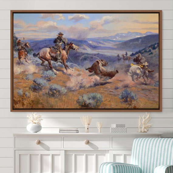 Charles Russell Mid Century Modern Wall Art, Mountain Wall Art, Canvas Art Print, Frame Large Wall Art, Gift, Living Room Wall Decor