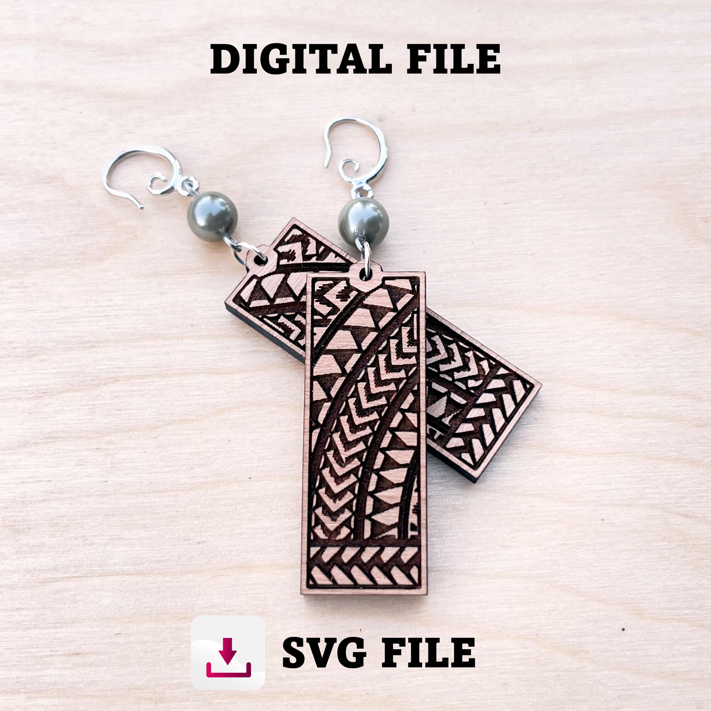 Polynesian Tribal Hawaiian SVG Earrings File / Laser Cut and Earring SVG File / Reverse Engrave for more details. (Please read description)