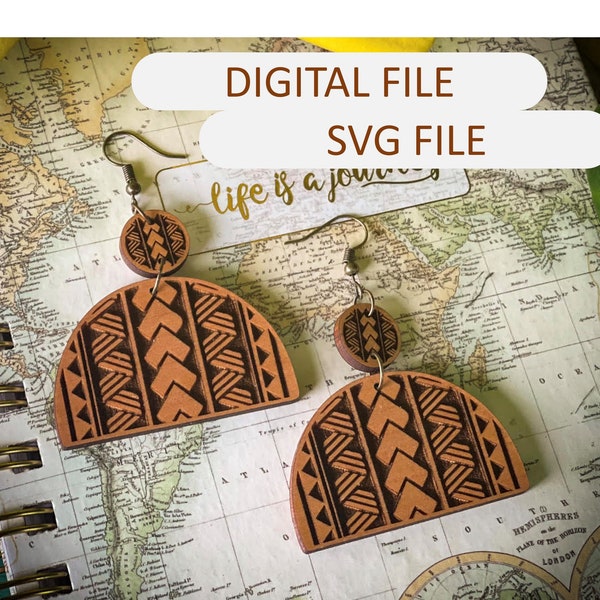 Polynesian Tribal Earrings SVG file/ Laser cut and engrave SVG File