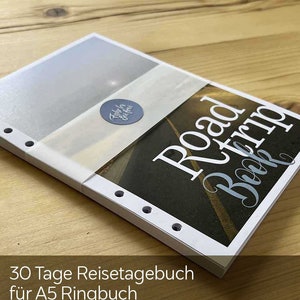 Reisdagboek (pagina's voor A5-mappen) voor een roadtrip van 30 dagen