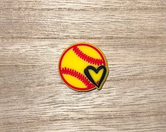 Softball Heart -- Silicone Focal Bead