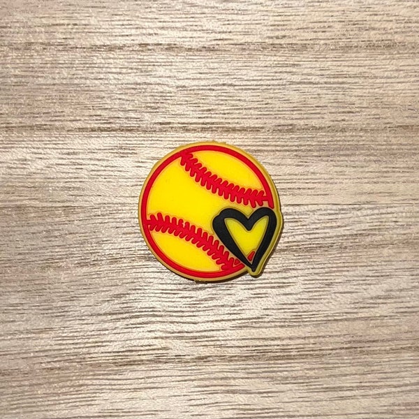 Softball Heart -- Silicone Focal Bead