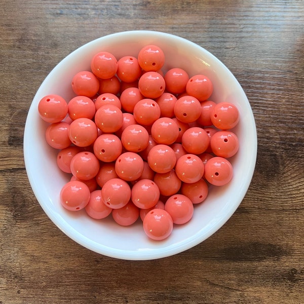 Coral | Solid Acrylic Bead | 20 mm - 5 count.