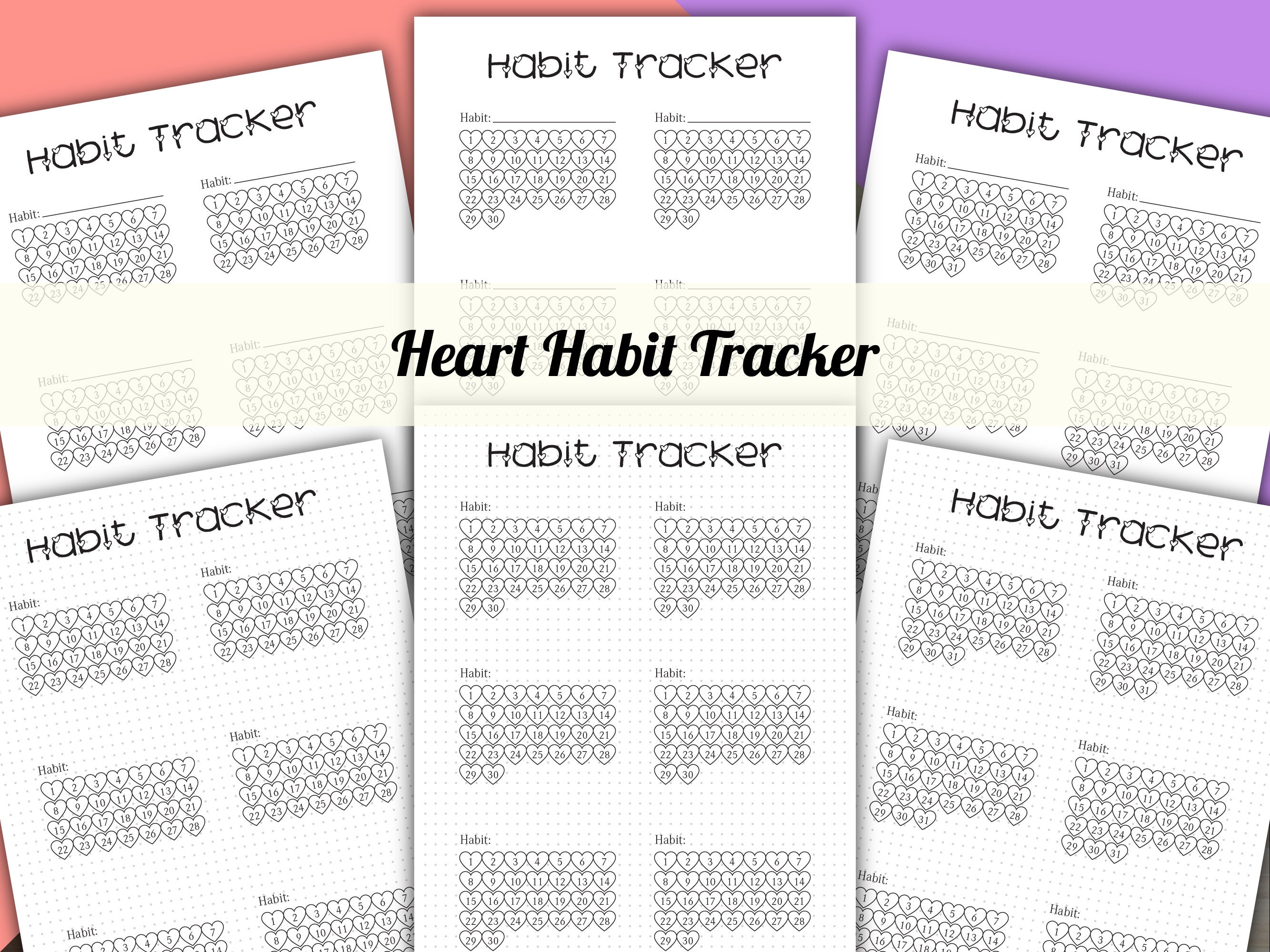 Monthly Habit Tracker Stamp, Calendar Stamp, Monthly Planner Stamp