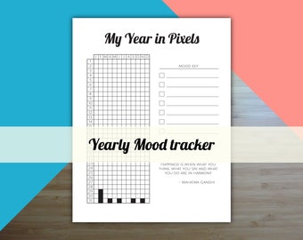 Jahr in Pixel Mood Tracker, Ausdruckbare Planer Einlage, Mood Tracker