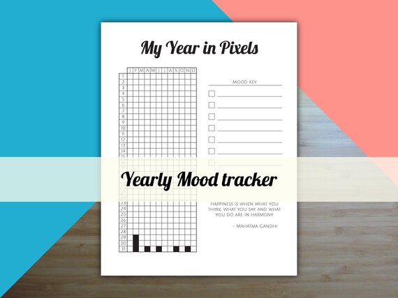 Year in Pixels Mood Tracker Printable Planner Insert Mood | Etsy