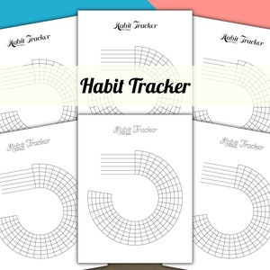 May include: Six printable habit tracker sheets with a circular grid design. Each sheet has the text "Habit Tracker" and "31 Days" at the top.