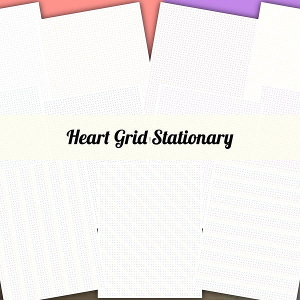 Heart Grid Stationary, Dot Grid Stationary, Printable Stationary, Planner Inserts