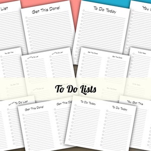 May include: A collage of printable to-do list templates with different headings, including "To Do List", "Get This Done!" and "You Got This".