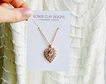 Crystal Bridal Necklace: Cubic Zirconia Wedding Jewelry