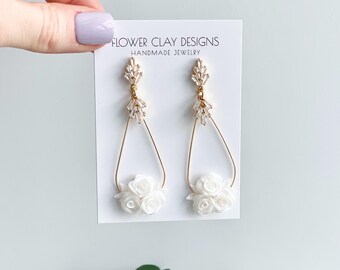 Handmade Flower Bouquet Earrings: Statement Clay Earrings Art Deco