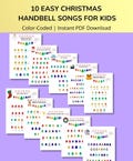 Christmas Handbell Music: 10 Color-Coded Songs for Kids (PDF Pattern)
