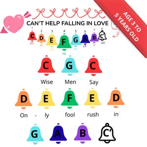 Can't Help Falling In Love Handbell Sheet Music - Color Coded (Digital PDF)