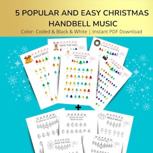 Paquete de partituras de campanas navideñas para niños y principiantes