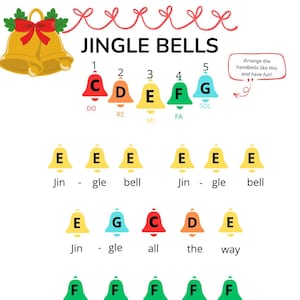 Jingle Bells Handbell Sheet Music: Easy Color-coded Christmas Song