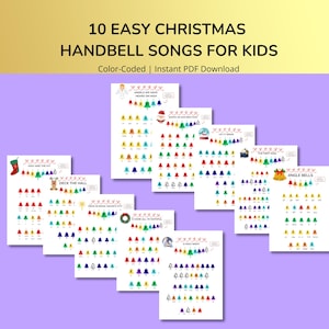Christmas Handbell Music: 10 Color-Coded Songs for Kids (PDF Pattern)