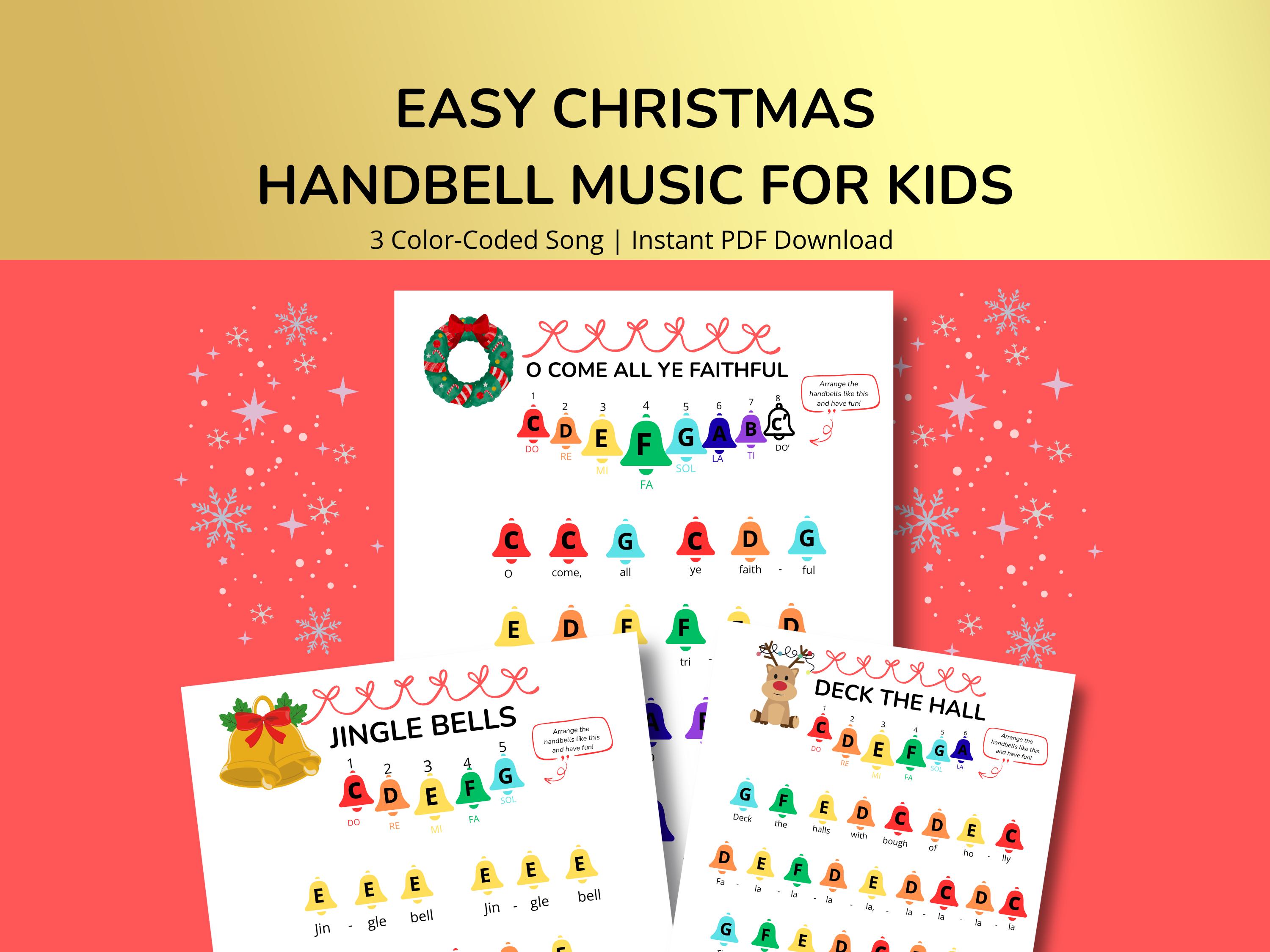 Color-coded Handbell Christmas Songs: Easy Kids Music (3 PDF) - Etsy