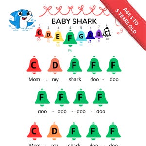 Baby Shark – Easy Handbell Sheet Music for Kids (Color-Coded Printable PDF)