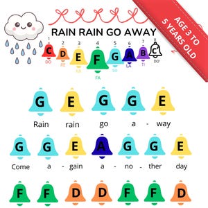 雨よ去れ ハンドベル楽譜 - カラーコード付き (デジタル PDF)