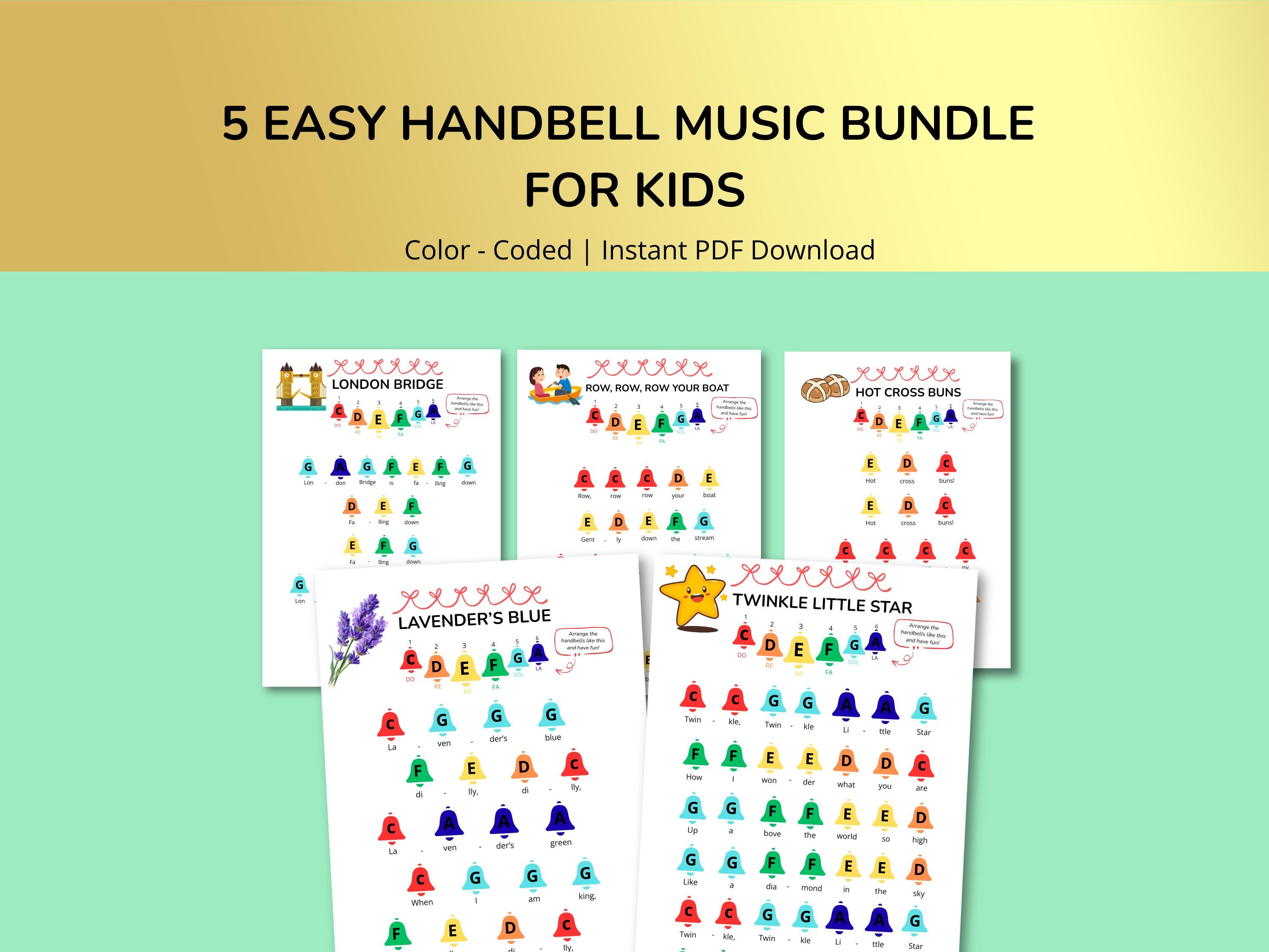 Easy Kids Handbell Songs | Color-coded Nursery Rhymes (PDF) - Etsy