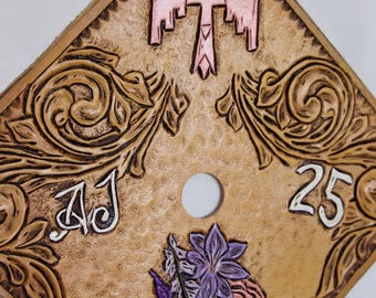 Birrete de cuero hecho a mano, personalizado, hecho a mano, estilo western