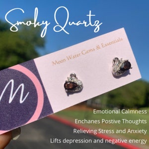 Smoky Quartz Swan Earrings