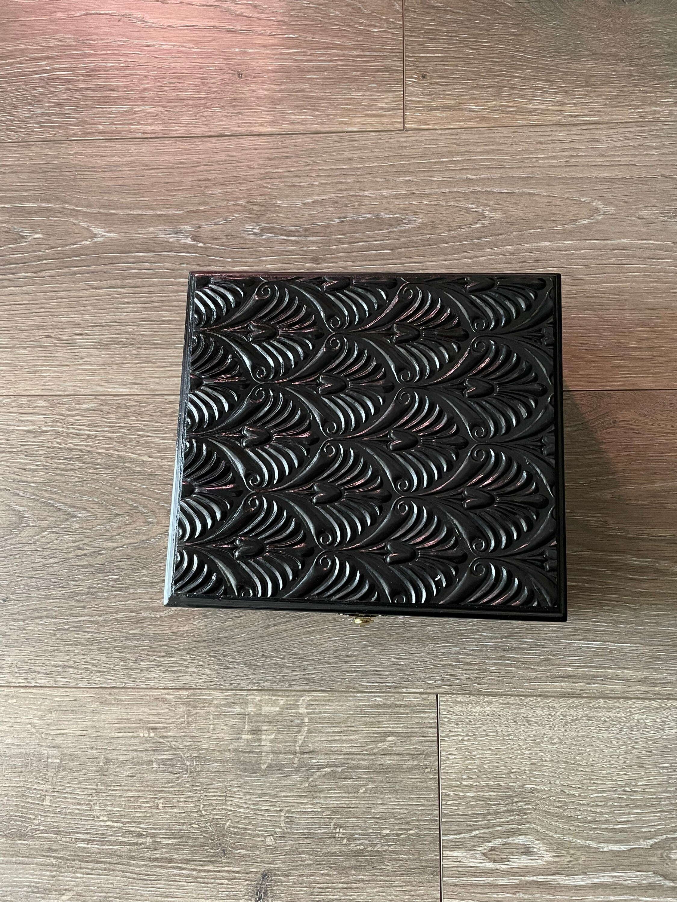 Black Square Decorative Box Keepsake Box Etsy