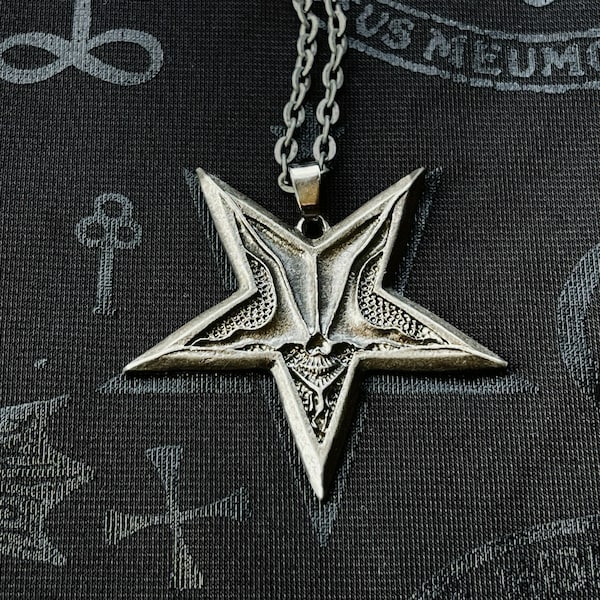 Stainless Steel Satan Pentagram Pendant Necklace | Occult Pendant | Satanic Symbol | Gothic Jewellery | Unisex Pendant | Devil Smile Pendant