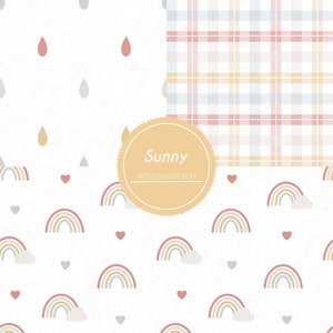 Färgglad regnbåge, färgglad gingham, färgglada droppar sömlöst mönster, tygmönster, upprepad platta, ytmönster, sömlös tygdesign