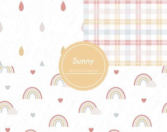 Colorful Rainbow, Colorful Gingham, Colorful Drops Seamless Pattern, Fabric Pattern, Repeat Tile, Surface Pattern, Seamless Fabric Design