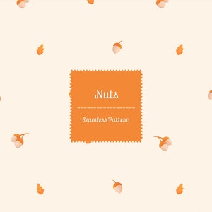 Minimalist Nuts Seamless Pattern, Fabric Pattern, Repeat Tile, Surface Pattern, Seamless Fabric Design