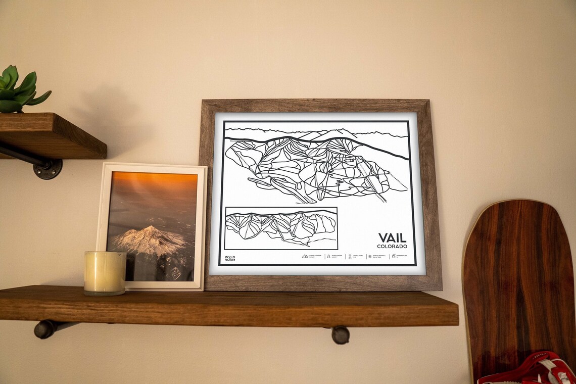 Vail Printable Ski Map, Vail Mountain Trail Map, Mountain Wall Art ...