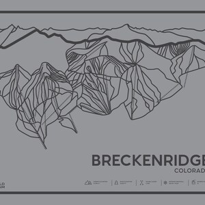 Breckenridge Printable Ski Map, Breckenridge Trail Map, Mountain Wall Art, Breckenridge Colorado, Digital Download, Ski Gift, Breckenridge