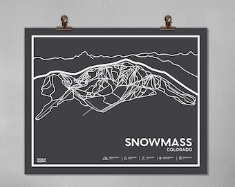 Snowmass Printable Ski Map, Snowmass Trail Map, Mountain Wall Art, Aspen Colorado, Digital Download, Ski Gift, Snowmass Ski Resort, Aspen