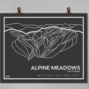 Alpenwiesen druckbare Ski Karte, Alpenwiesen Loipe Karte, Wandkunst, Alpenwiesen Lake Tahoe, digitaler Download, Ski Geschenke, Bergkunst,