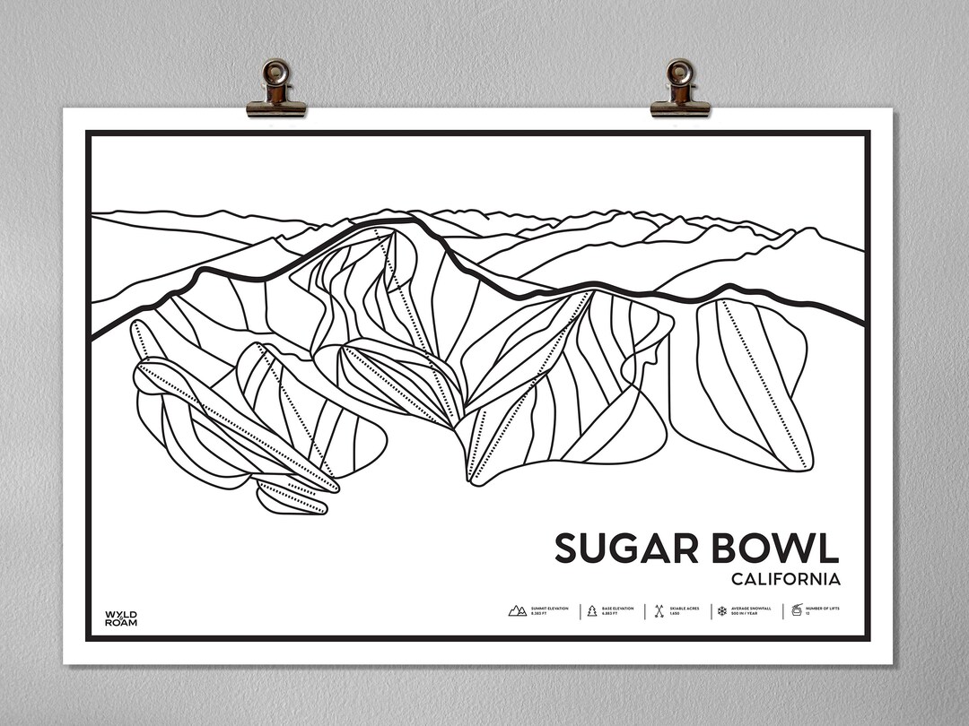 Sugar Bowl Printable Ski Map Sugar Bowl Mountain Mountain Etsy