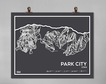 Park City Printable Ski Map, Park City Trail Map, Mountain Wall Art, Park City Utah, Digital Download, Ski Gift, Ski Resort, Utah Map, Cabin