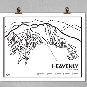 Heavenly Printable Ski Map, Heavenly Trail Kaart, Mountain Wall Art, Heavenly Lake Tahoe, Digitale download, Ski Gift, Cabin Decor, Skigebied