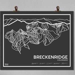 Breckenridge Printable Ski Map, Breckenridge Trail Map, Breckenridge Wall Art, Breckenridge CO, Digital Download, Ski Gifts, Mountain art