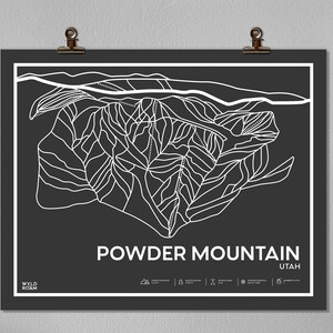 Powder Mountain afdrukbare skikaart, Powder Mountain Trail Map, kunst aan de muur, Powder Mountain Utah, digitale download, skigeschenken, bergkunst,