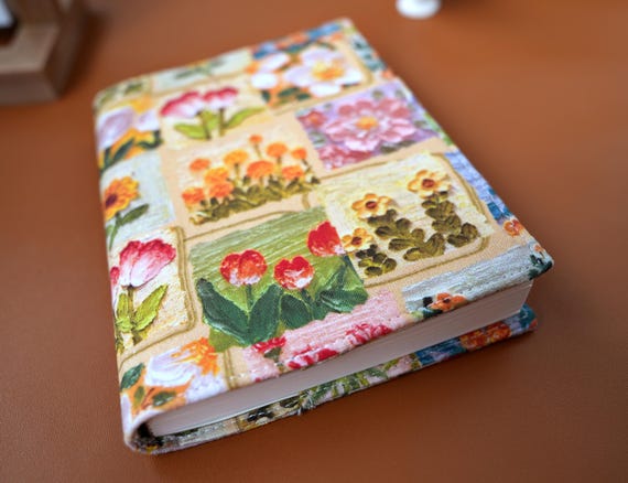 Botanical Fabric Journal, Fabric Notebook for Journaling Sketching & Writing, Cotton Fabric Cover, Blank Pages, Stationery Gift