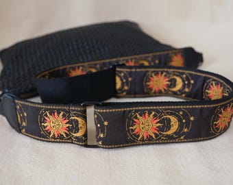 Correa para bolso con estampado jacquard de sol y luna, correa de repuesto ajustable, correa de hombro tejida, correa versátil, correa multiusos.