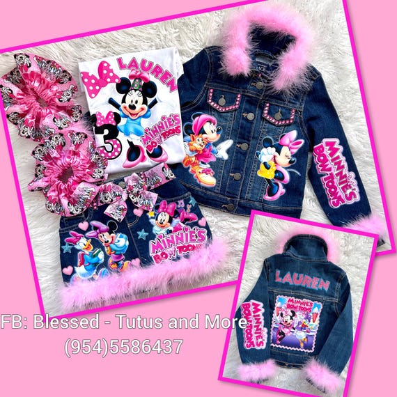 Minnie Denim Set - Minnie Jeans Set - Minnie Birthday Outfit - Minnie Ruffles for Socks (READ DETAILS)