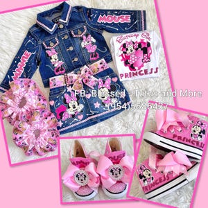 Minnie Denim Set - Minnie Jeans Set - Minnie Birthday Outfit - Minnie Ruffles for Socks (READ DETAILS)