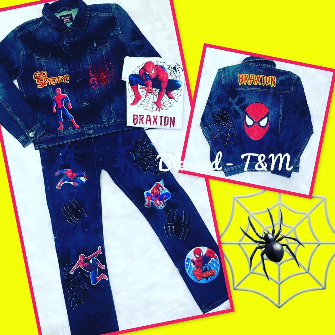 Spiderman Denim Set Spiderman Jeans Set Spiderman Birthday - Etsy