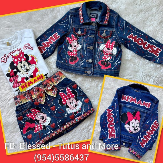 Minnie Denim Set - Minnie Jeans Set - Minnie Birthday Outfit - Minnie Ruffles for Socks (READ DETAILS)