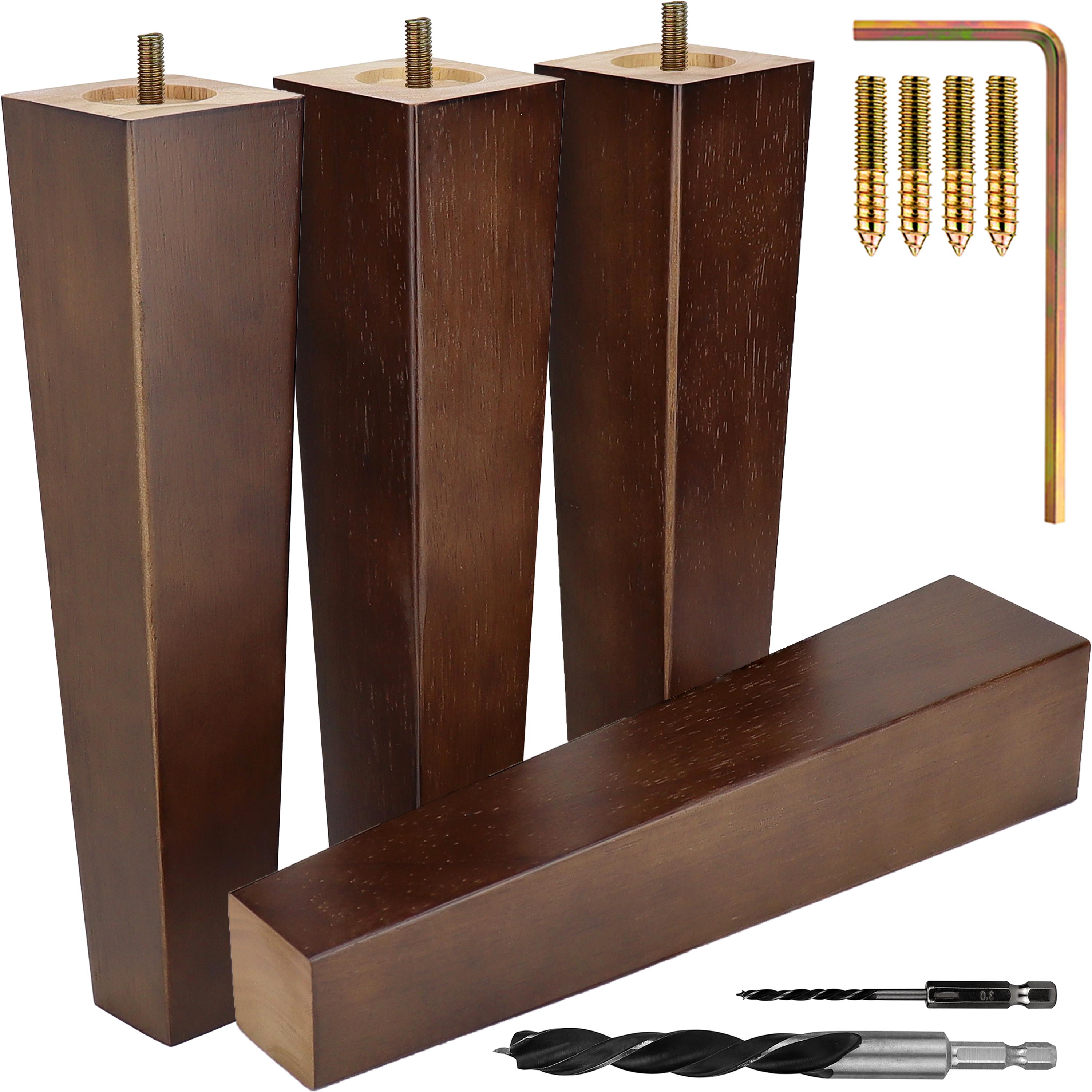 Möbelbeine 4er Set, Premium 21 Cm Eschenholz Mit Goldenen Ersatzfüßen Für Couch, Sofa, Stuhl, Bett, Schrank, Ottomane, Tisch