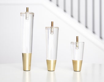 Conjunto de 6 pés para móveis, pés de reposição de acrílico premium de 4/6/8 polegadas de meados do século para sofá, cadeira, cama, armário, pufe, banco
